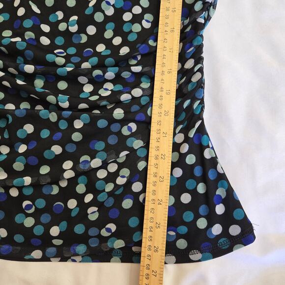 Counterparts Vtg Y2K Twee Polka Dot Drape Cowl Neck Semi-Sheer Artsy Mesh Top S - Picture 11 of 11